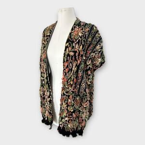 Soft Surroundings Textured Woven Tapestry Vest Floral Boho Lagenlook Womens OS